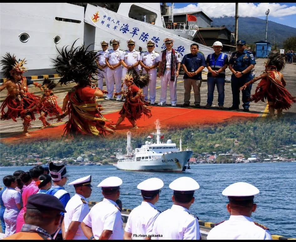 Kapal Tiongkok Singgah di Bitung, Sambutan Cakalele Warnai Kunjungan Maritim